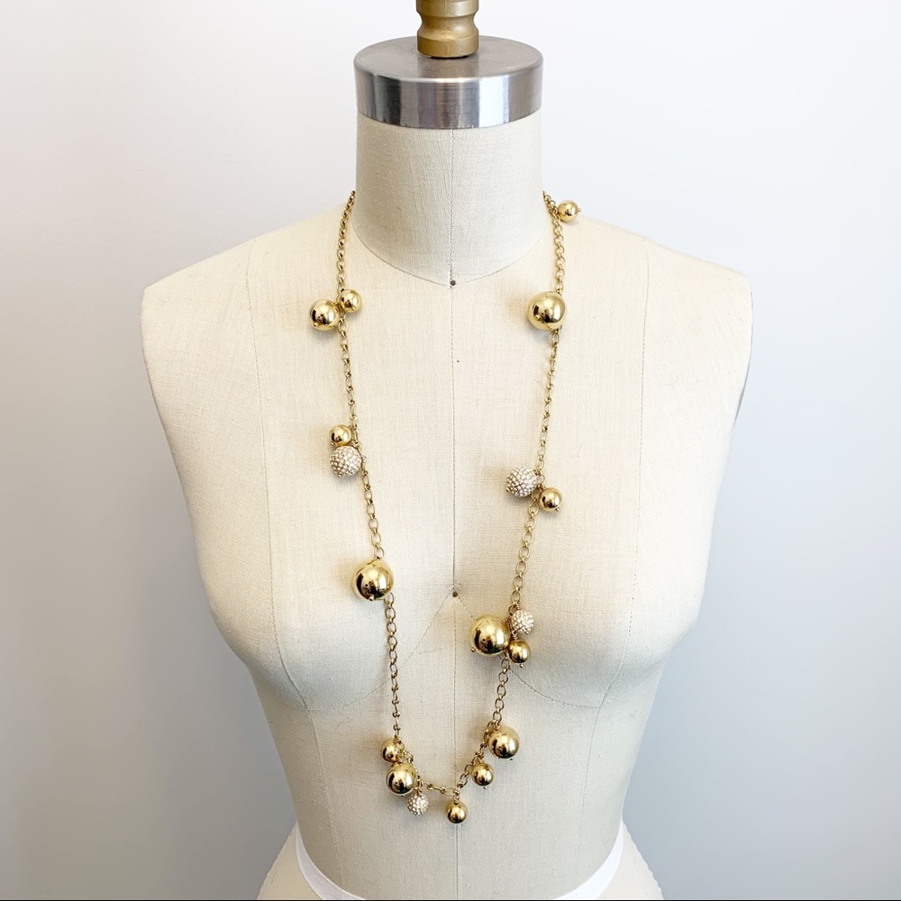 J Crew Gold Fireball Long Statement Necklace